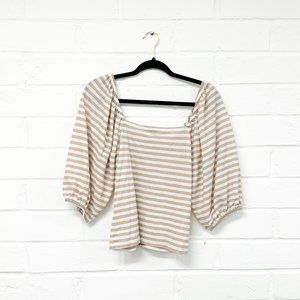 Ann Taylor Striped Top Beige